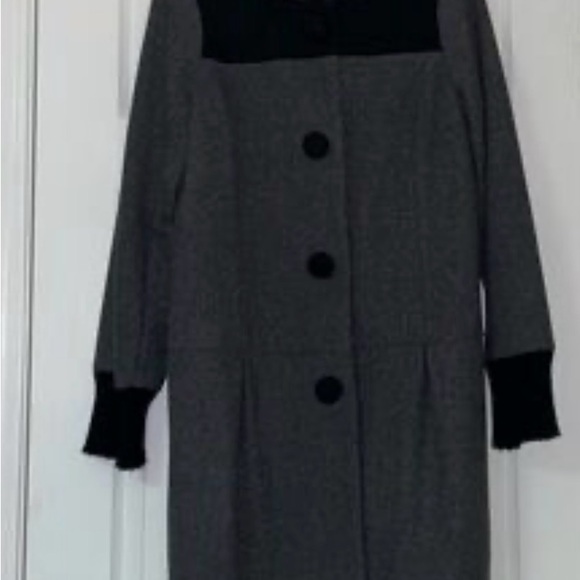 Anthropologie Lux black and  Gray wool jacket with sweater cuffs /Small - Picture 2 of 15